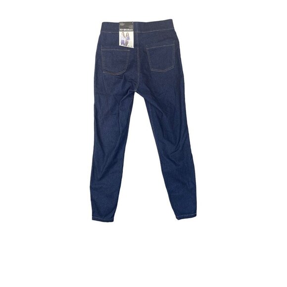 HUE Womens Indigo Floral Reversible High Waist Denim Skimmer Size Small‎ New - Picture 5 of 11